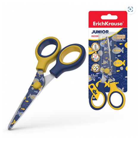 Foarfeca pentru copii, lame otel inoxidabil 13 cm, imprimeu submarine - imagine 3